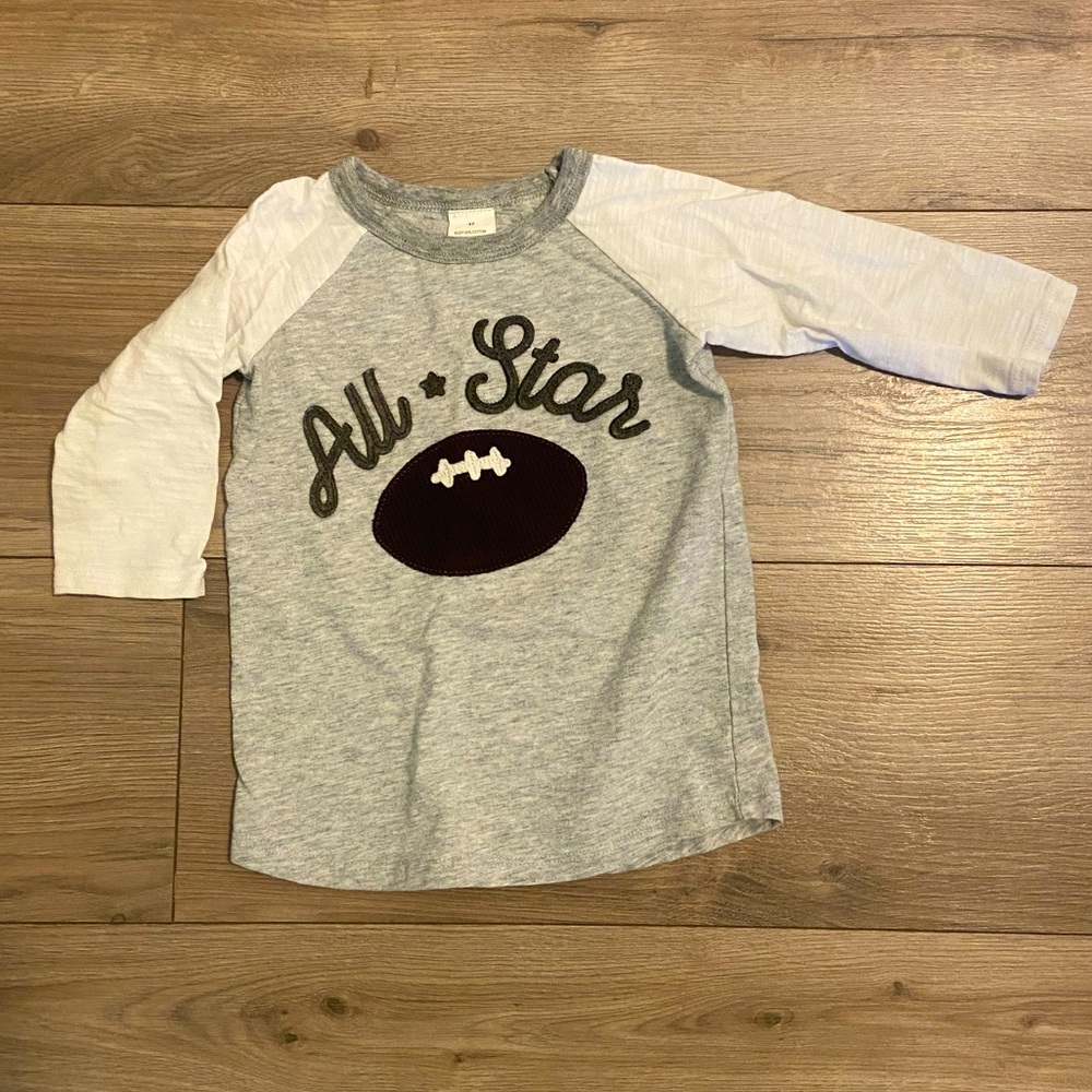All star tee football tee toddler raglan sleeve 3T